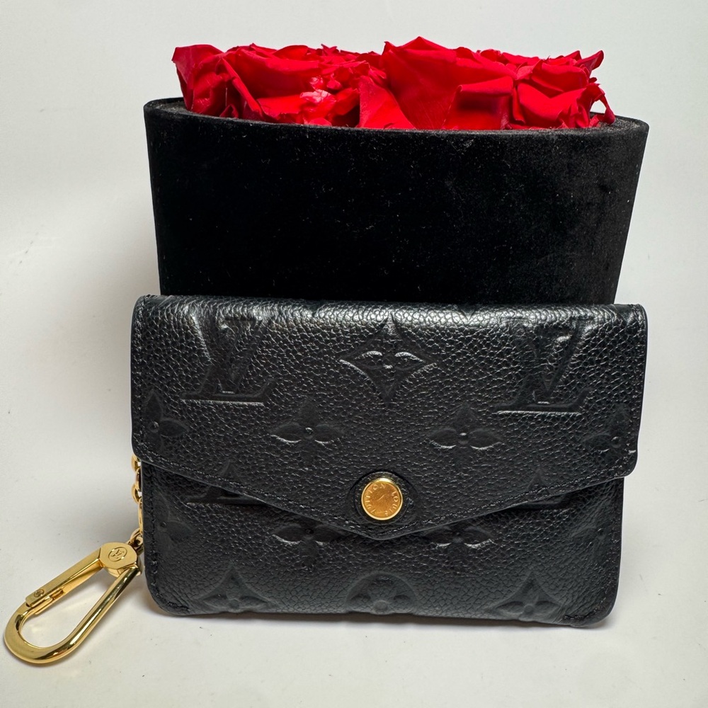 SOLD Louis Vuitton Black Key Pouch Wallet Empreinte Noir Leather w/ Key Ring - Picture 1 of 13